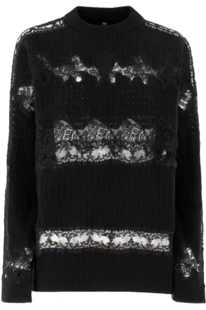 ERMANNO SCERVINO Swetry, Kobieta, Czarny, M, Elegancki sweter z dzianiny koronkowej
