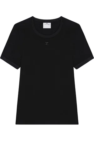 Courrèges Koszulki, Kobieta, Czarny, S, Bawełna, Czarny T-shirt z okrągłym dekoltem