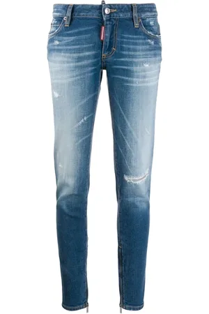 Dsquared2 Jeansy, Kobieta, Niebieski, M, Bawełna, Dżinsy Distressed Skinny