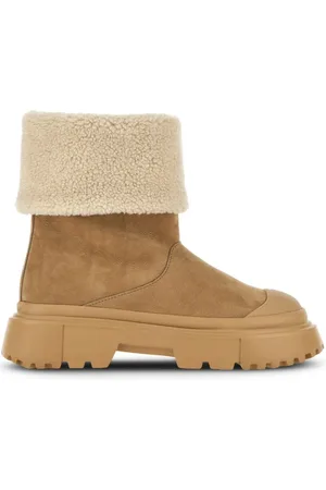Hogan Buty, Kobieta, brązowy, 40 EU, Skóra, Botki H619 z Imitacją Futra