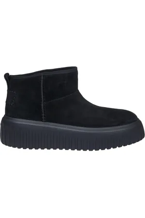 Hogan Buty, Kobieta, Czarny, 37 EU, Zamsz, Czarne botki z naturalnym futrem