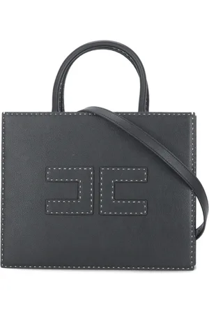 Elisabetta Franchi Torebki, Kobieta, Czarny, ONE SIZE, Czarna torba na ramię z widocznymi szwami