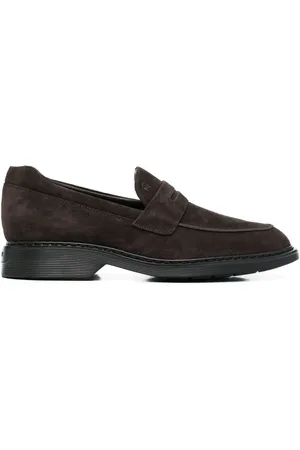 Hogan Buty, Mężczyzna, brązowy, 44 EU, Skóra, Brązowe skórzane mokasyny