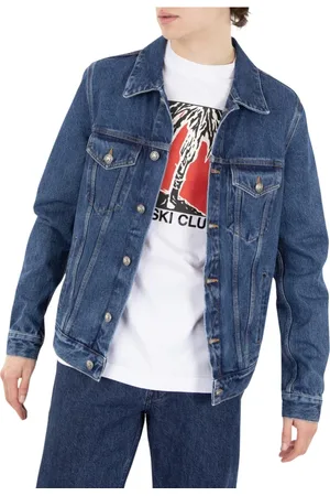 Palm Angels Kurtki, Mężczyzna, Niebieski, L, Bawełna, Kurtka jeansowa z monogramem