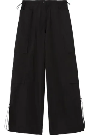 Palm Angels Spodnie, Kobieta, Czarny, XS, Spodnie z Logo z Regulowanym Krojem