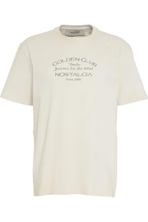 Golden Goose Koszulki, Mężczyzna, Beżowy, L, Bawełna, Beżowy T-shirt z Prążkowanym Kołnierzykiem