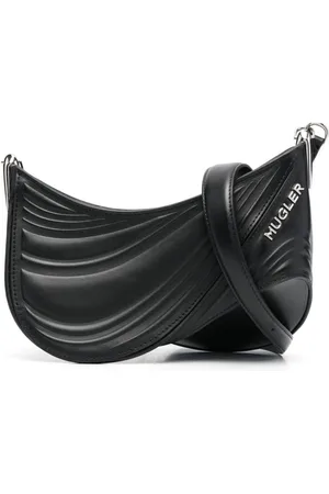 MUGLER Torebki, Kobieta, Czarny, ONE SIZE, Skóra, Mała torebka crossbody z wytłaczanym wzorem spiralnym Curve 01