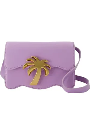 Palm Angels Torebki, Kobieta, Fioletowy, ONE SIZE, Skóra, Skórzana Torba na Ramię