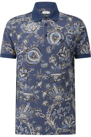 Etro Koszulki, Mężczyzna, Niebieski, M, Bawełna, Koszulka Polo we Wzór Paisley
