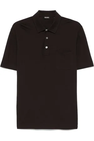 Ermenegildo Zegna Koszulki, Mężczyzna, brązowy, M, Bawełna, Bawełniana koszulka polo z 3 guzikami