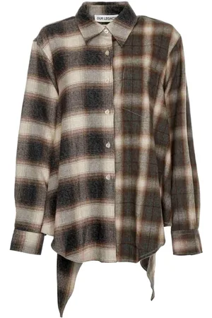 OUR LEGACY Bluzki, Kobieta, Wielobarwność, L, Koszula-fartuch Oversize w Kratę Flanelowa