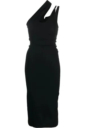 MUGLER Sukienki, Kobieta, Czarny, M, Poliester, Sukienka Midi Ro 1308