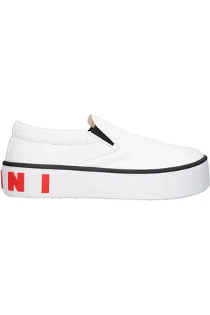 Marni Buty, Mężczyzna, Biały, 44 EU, Wsuwane sneakersy z dużym logo z tyłu