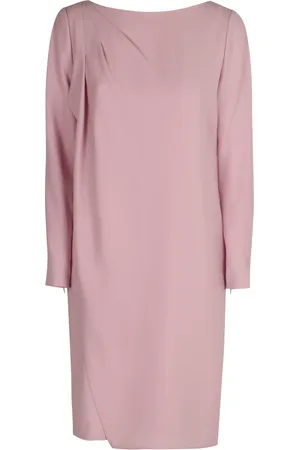 Emporio Armani Sukienki, Kobieta, Różowy, M, Poliester, Sukienka z asymetrycznym dołem z poliestru
