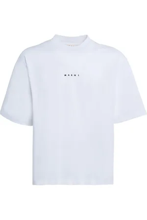 Marni Koszulki, Mężczyzna, Biały, S, Bawełna, Bawełniany T-shirt z Logo