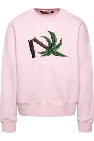 Palm Angels Bluzy, Mężczyzna, Różowy, L, Bawełna, Bluza z haftowanym logo