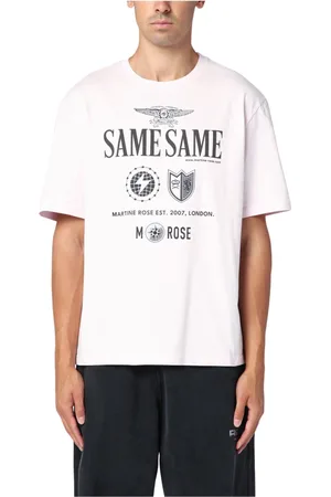 MARTINE ROSE Koszulki, Mężczyzna, Różowy, M, T-shirt z krótkim rękawem i okrągłym dekoltem