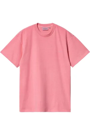 Carhartt Koszulki, Mężczyzna, Różowy, M, Bawełna, Koszulka z krótkim rękawem i haftowanym logo
