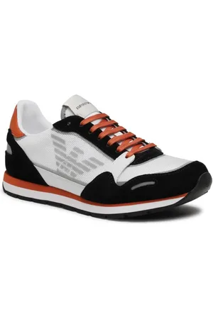 Emporio Armani Buty, Mężczyzna, Wielobarwność, 42 EU, Poliester, Stylowe Sneakersy Bianco Nero