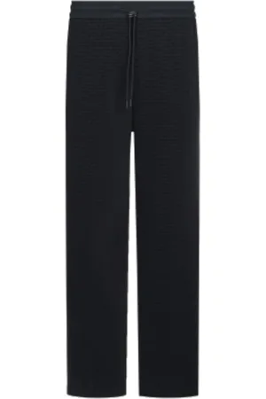 Emporio Armani Spodnie, Mężczyzna, Niebieski, L, Bawełna, Granatowe spodnie bawełniane z logo