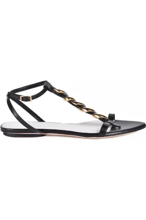 Lanvin Buty, Kobieta, Czarny, 38 EU, Płaski skórzany sandał z noskiem