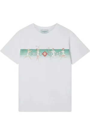Casablanca Koszulki, Mężczyzna, Biały, S, T-shirt z paskami i dekoltem typu crew-neck