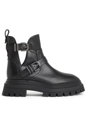 Stuart Weitzman Buty, Kobieta, Czarny, 38 1/2 EU, Skóra, Botki motocyklowe z metalicznymi detalami