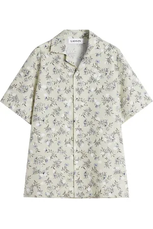 Lanvin Koszule, Mężczyzna, Biały, 2XL, Koszula z kwiatowym nadrukiem i guzikami