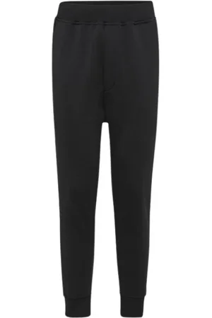 Dsquared2 Spodnie, Mężczyzna, Czarny, L, Bawełna, Ibra Spodnie Dresowe z Logo Liścia Klonowego