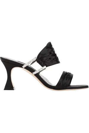 Manolo Blahnik Buty, Kobieta, Czarny, 38 EU, Satyna, Czarne satynowe sandały Chinap