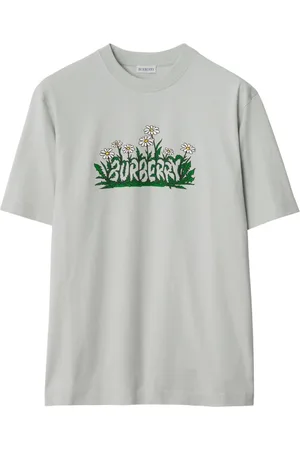 Burberry Koszulki, Mężczyzna, Szary, M, Bawełna, T-shirt z dzianinowym dekoltem