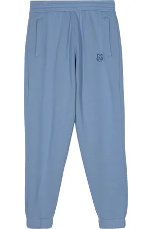Maison Kitsuné Spodnie, Mężczyzna, Niebieski, L, Bawełna, Spodnie dresowe z naszywką głowy niebieskiego lisa Fox Head Patch Jog Pants