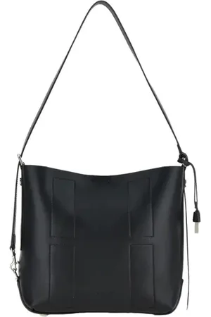 Hogan Torebki, Kobieta, Czarny, ONE SIZE, Skóra, Czarna skórzana torebka typu hobo na ramię