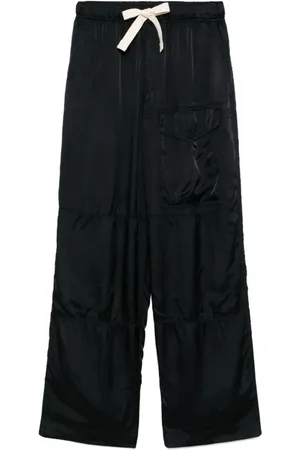 DRIES VAN NOTEN Spodnie, Mężczyzna, Niebieski, L, Bawełna, Elastyczne spodnie z troczkami