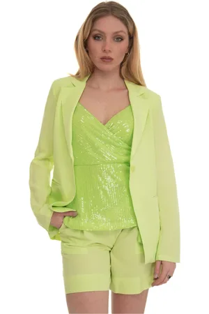 Liu Jo Kurtki, Kobieta, Zielony, 2XS, Len, Elegancka marynarka z dopasowanym kołnierzem