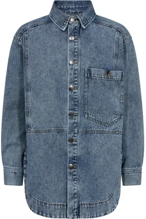 Copenhagen Muse Bluzki, Kobieta, Niebieski, M, Denim, Denimowa Niebieska Kurtka z Detalem Logo
