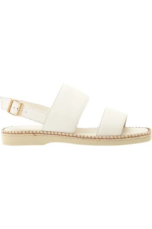 Hogan Buty, Kobieta, Biały, 36 EU, Skóra, Białe skórzane sandały płaskie