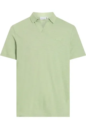 Calvin Klein Koszulki, Mężczyzna, Zielony, 2XL, Bawełna, Zielona koszulka polo z lnu i bawełny