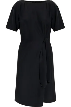 Emporio Armani Sukienki, Kobieta, Czarny, 2XS, Czarna sukienka z węzłowym detalem