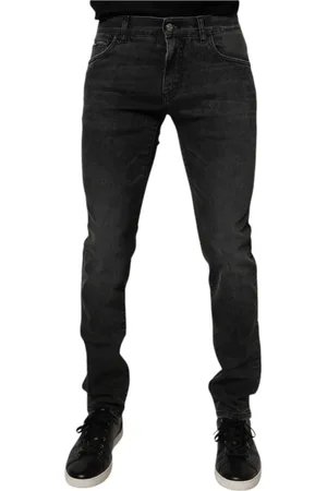 Dolce & Gabbana Jeansy, Mężczyzna, Czarny, 2XL, Czarne Dżinsy Skinny Zamek Guzik