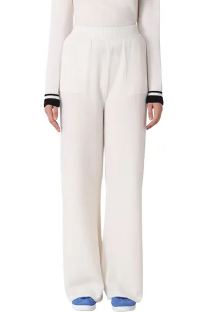 Msgm Spodnie, Kobieta, Biały, XS, Wełna, Proste Spodnie