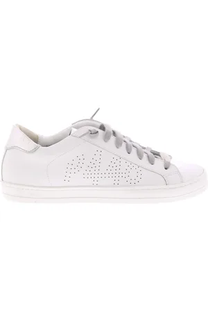P448 Buty, Kobieta, Biały, 36 EU, Skóra, Biało-srebrne skórzane sneakersy
