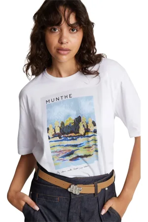 Munthe Koszulki, Kobieta, Biały, M, Bawełna, T-shirt z nadrukiem graficznym