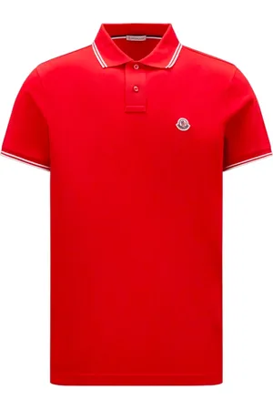 Moncler Koszulki, Mężczyzna, Czerwony, S, Czerwony Polo z Paskami