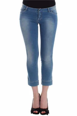 ERMANNO SCERVINO Jeansy, Kobieta, Niebieski, S, Bawełna, Beachwear Capri Jeansy