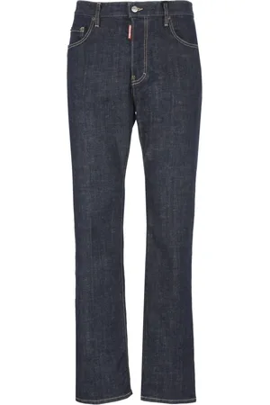 Dsquared2 Jeansy, Mężczyzna, Niebieski, XL, Bawełna, Niebieskie dżinsy bawełniane z naszywką z logo