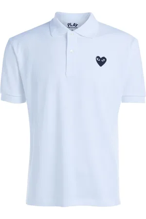 Comme des Garçons Koszulki, Mężczyzna, Biały, XL, Bawełna, Biała koszulka polo z czarnym sercem
