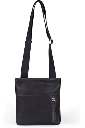 Howard London Torebki, Mężczyzna, Czarny, ONE SIZE, Skóra, Czarna Skórzana Torba Messenger na Ramię