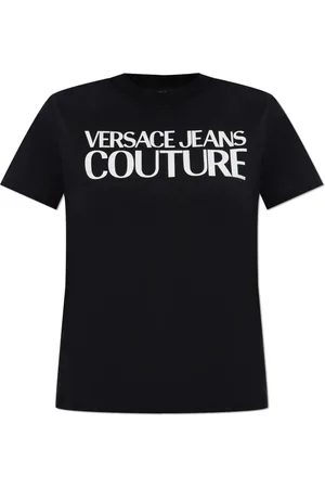 VERSACE Koszulki, Kobieta, Czarny, M, T-shirt z nadrukowanym logo