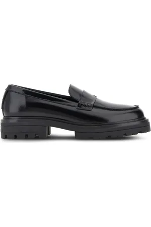 Hogan Buty, Mężczyzna, Czarny, 44 EU, Skóra, Czarne skórzane wsuwane mokasyny